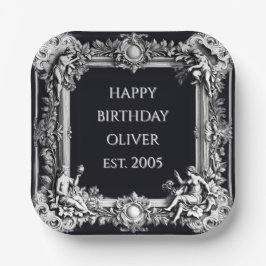 Plato De Papel marco barroco barra de texto personalizada elegant