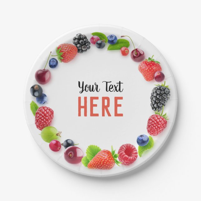 Plato De Papel Marco de bayas frescas (Anverso)