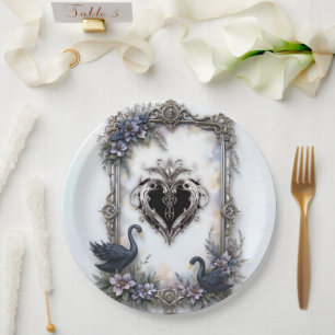 Plato De Papel Marco de Boda del Cisne Negro – Amor Romántico Gót