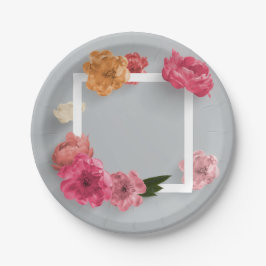 Plato De Papel Marco de flor