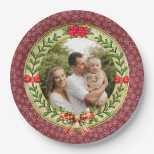 Plato De Papel Marco de imagen personalizado y corona de Navidad