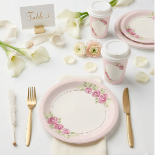 Plato De Papel Marco de Rosas Vintage Shabby Chic