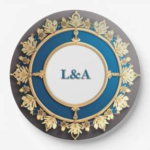 Plato De Papel Marco Decorativo Circular Dorado Ornamentado