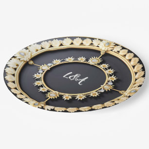 Plato De Papel Marco Decorativo Circular Dorado Ornate