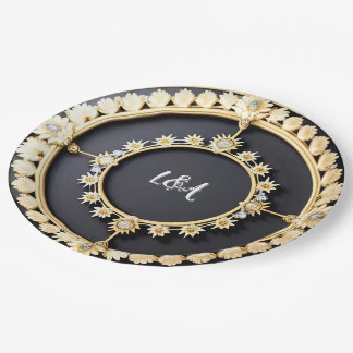 Plato De Papel Marco Decorativo Circular Dorado Ornate