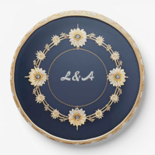 Plato De Papel Marco Decorativo Circular Dorado Ornate