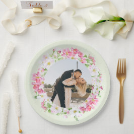 Plato De Papel Marco floral Parejas favoritas Boda de fotografía