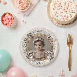 Plato De Papel Marco fotográfico de mapache para las fiestas de c