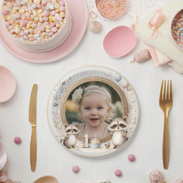 Plato De Papel Marco fotográfico de mapache para los primeros cum