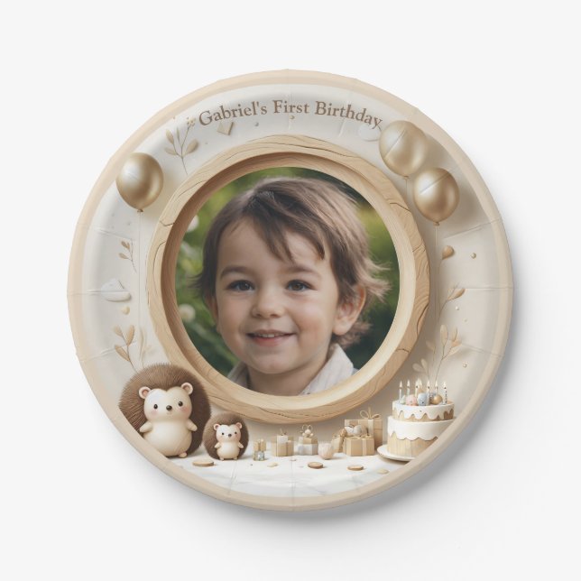 Plato De Papel Marco fotográfico de sepultura para las fiestas de (Anverso)