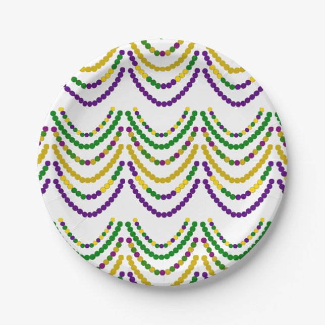 Plato De Papel Mardi Grad Beads (Anverso)