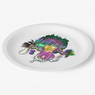 Plato De Papel Mardi Gras