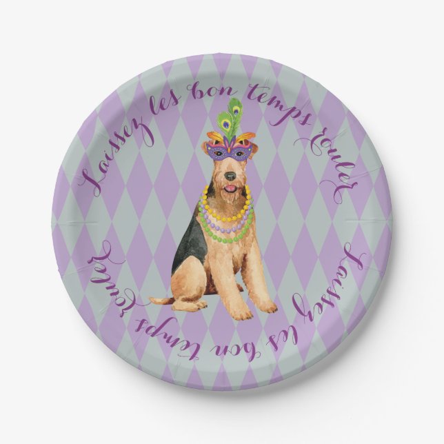 Plato De Papel Mardi Gras Airedale (Anverso)