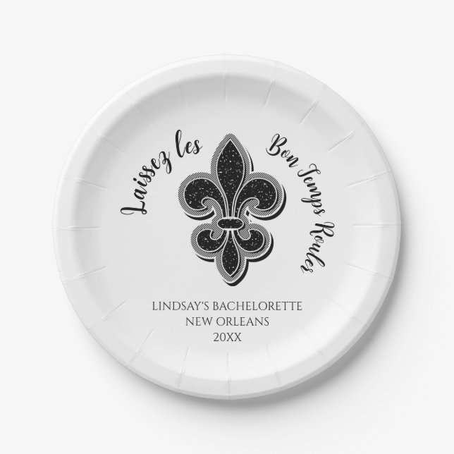 Plato De Papel Mardi Gras Bachelorette (Anverso)