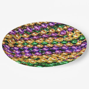 Plato De Papel Mardi Gras Beads