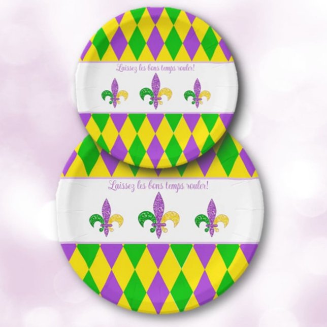 Plato De Papel ¡Mardi Gras! Dejemos que los buenos tiempos hagan  (Subido por el creador)