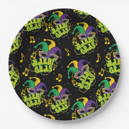Plato De Papel Mardi Gras festivo