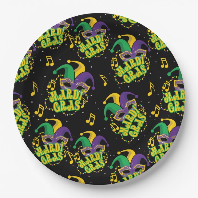 Plato De Papel Mardi Gras festivo (Anverso)