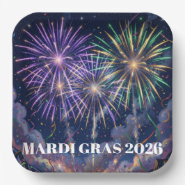 Plato De Papel Mardi Gras Fireworks Personalize Party 