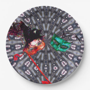 Plato De Papel MARDI GRAS MASQUERADE BALL MÁSCARA rosa azul púrpu