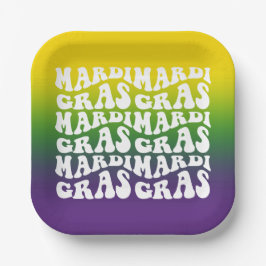 Plato De Papel Mardi Gras Party Text Design Ombre