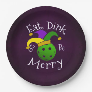 Plato De Papel Mardi Gras Pickleball Come Dink Be Merry