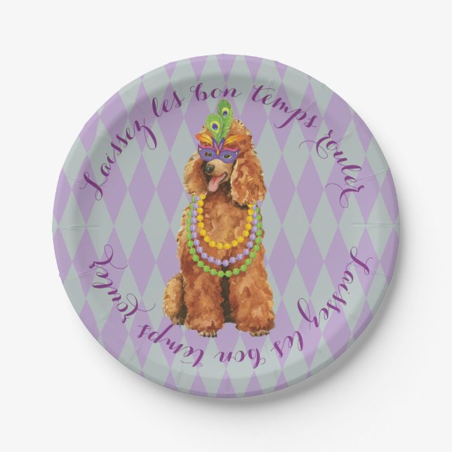 Plato De Papel Mardi Gras Poodle (Anverso)