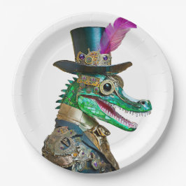 Plato De Papel Mardi Gras Steampunk Fiesta Animal Alligator
