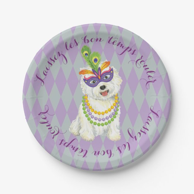 Plato De Papel Mardi Gras Westie (Anverso)
