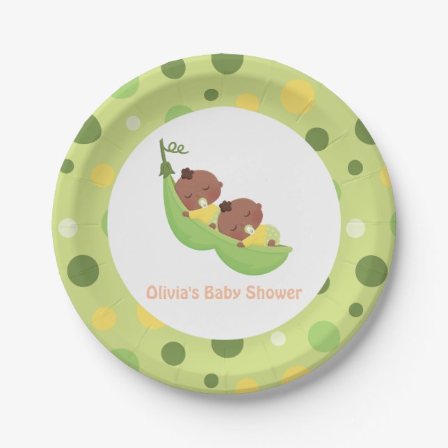 Plato De Papel Marea afroamericana en placas de Baby Shower de po (Anverso)