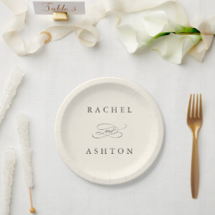 Plato De Papel Marfil Simple Elegante Boda