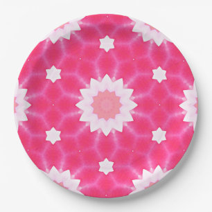 Plato De Papel margarita blanca y estrellas sobre el fondo rosado