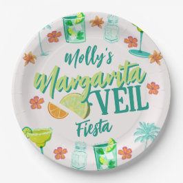 Plato De Papel Margarita Veil Bachelorette Party Ilustrada