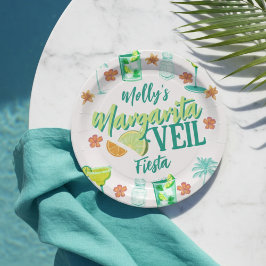Plato De Papel Margarita Veil Bachelorette Party Ilustrada