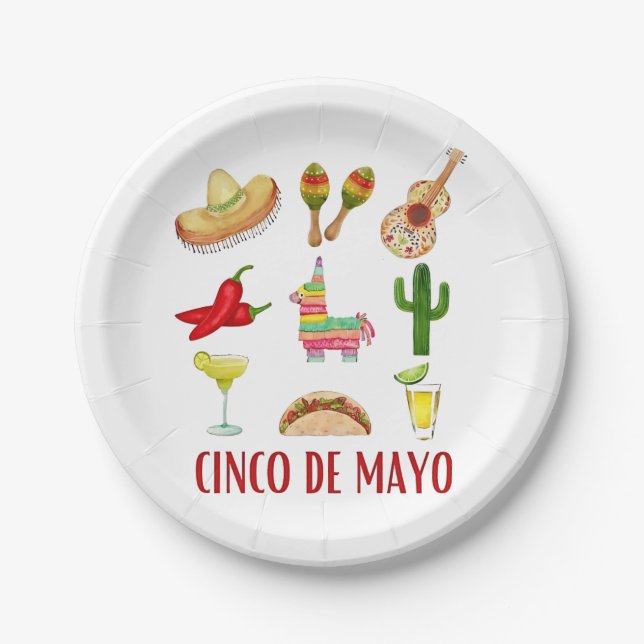 Plato De Papel Margarita Y Bow Coquette Cinco De Mayo (Anverso)