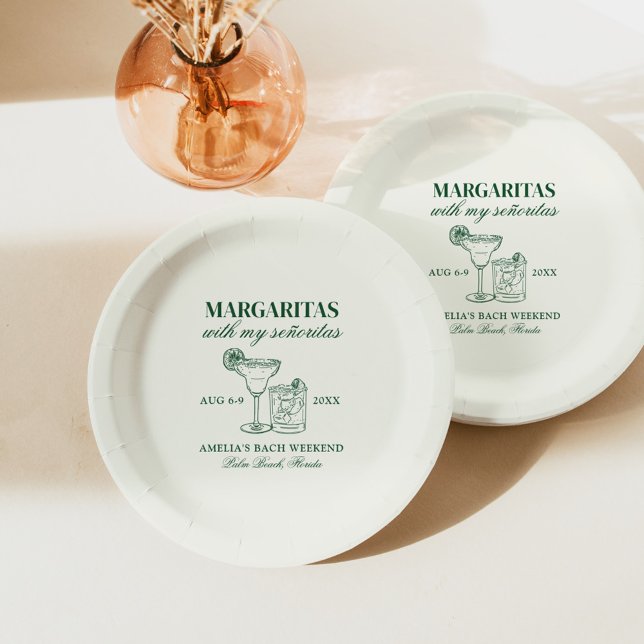 Plato De Papel Margaritas Con Mi Señoritas Bachelorette Weekend (Subido por el creador)