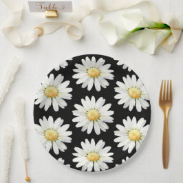 Plato De Papel Margaritas de puntos amarillos
