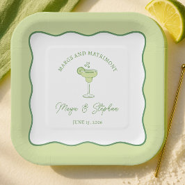 Plato De Papel Margs & Matrimonia Boda sencilla de Lime Margarita