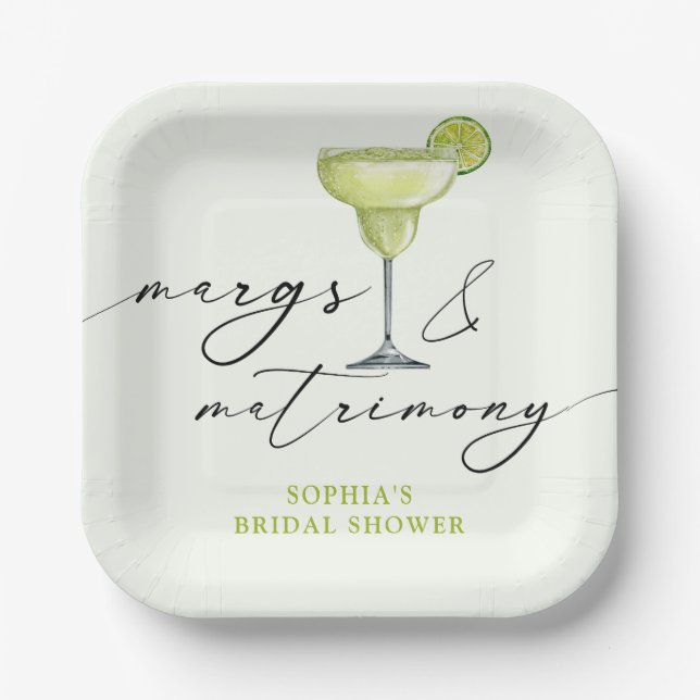 Plato De Papel Margs & Matrimony Green Lime Bridal Shower (Anverso)