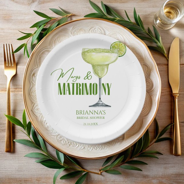 Plato De Papel Margs y ducha matrimonial monogramada (Margs and matrimony bridal shower monogrammed paper plates personalized table decor custom plates)