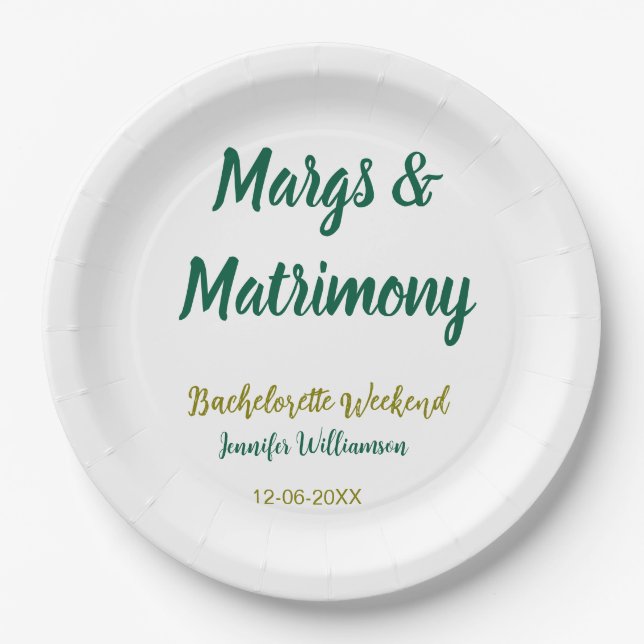 Plato De Papel Margs y matrimonio agregar nombre fecha despedida  (Anverso)