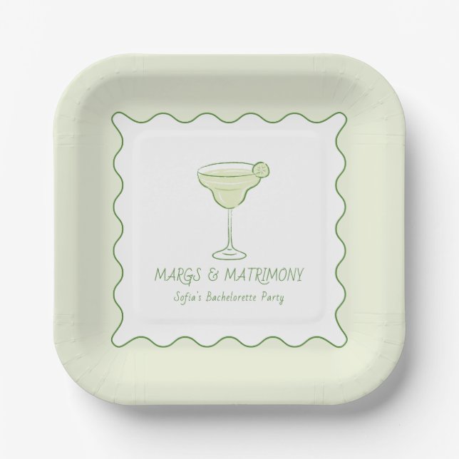 Plato De Papel "Margs y Matrimonio" Fiesta de Despedida de Solter (Anverso)