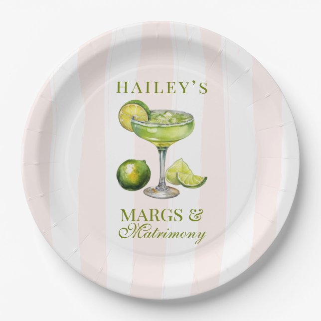 Plato De Papel Margs y Matrimonio Fiesta de Despedida de Soltera  (Anverso)