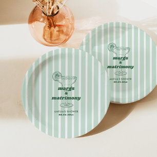 Plato De Papel Margs y Matrimonio Retro Despedida de Soltera