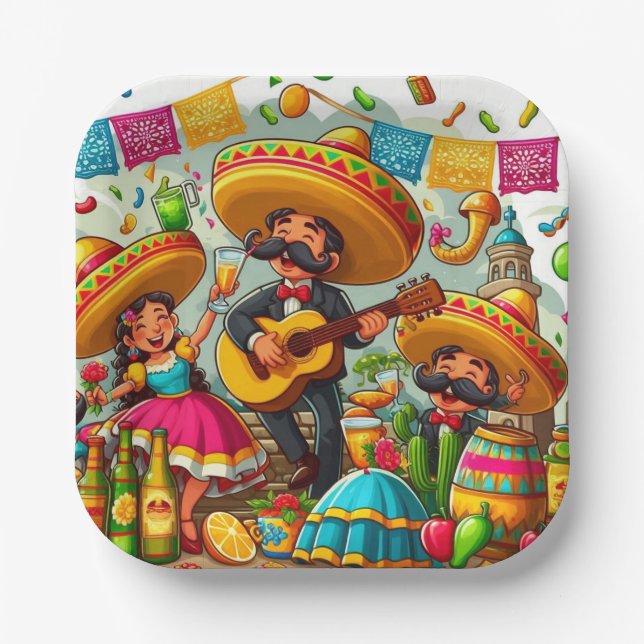 Plato De Papel Mariachi (Anverso)