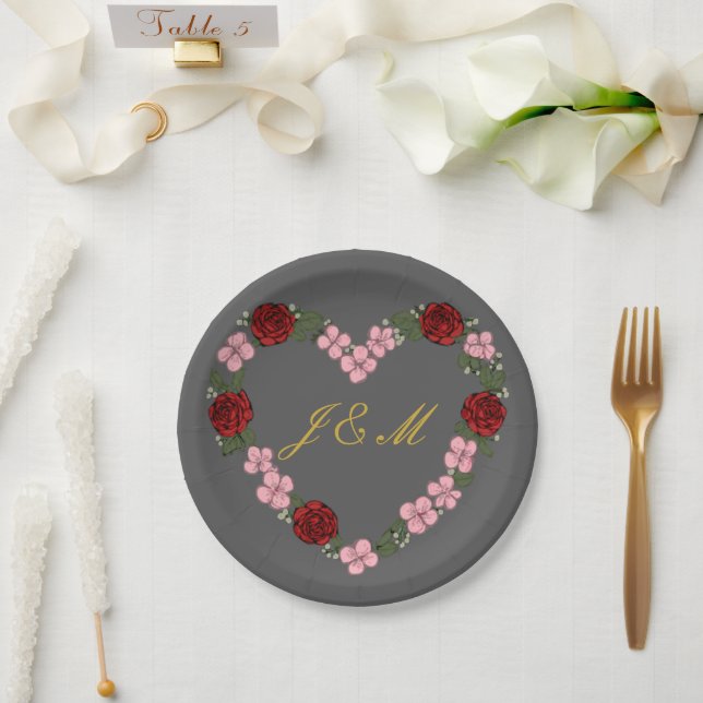 Plato De Papel mariage gris (Boda)