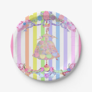 Plato De Papel Marie Antoinette candy stripes pastels french