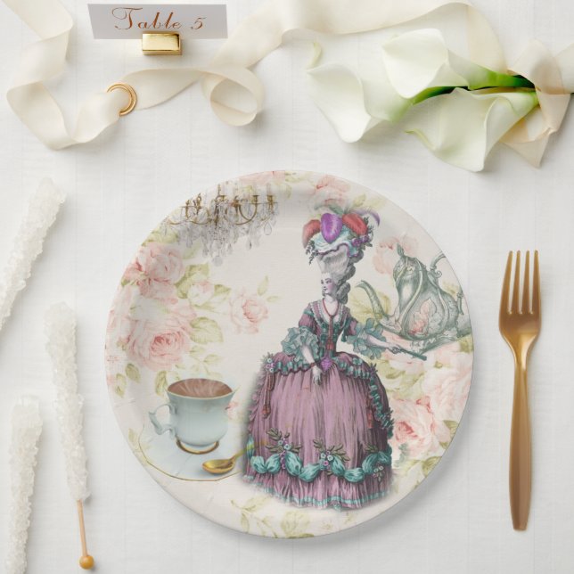 Plato De Papel Marie Antoinette Paris Tea Fiesta (Boda)
