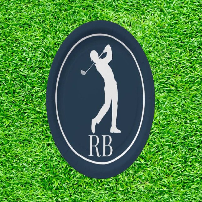 Plato De Papel marina Blue Golf (Tee up the Perfect Surprise!)