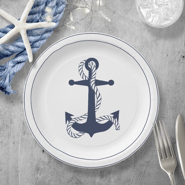 Plato De Papel Marina de Anclaje de Ondas Azules/Wht ID836 (Subido por el creador)